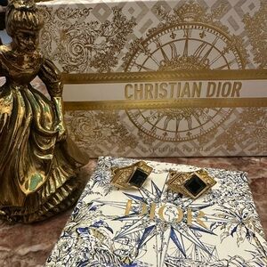 Christian Dior Gold and Black Earrings